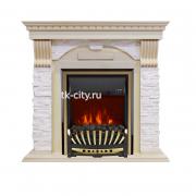Каминокомплект Royal Flame Dublin - Слоновая кость с патиной / Сланец крем с очагом Aspen Gold