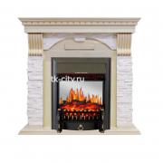 Каминокомплект Royal Flame Dublin - Слоновая кость с патиной / Сланец крем с очагом Fobos FX M Black