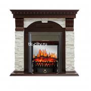 Каминокомплект Royal Flame Dublin - Темный дуб / Сланец белый с очагом Fobos FX M Black