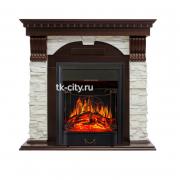 Каминокомплект Royal Flame Dublin - Темный дуб / Сланец белый с очагом Majestic FX Black