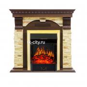 Каминокомплект Royal Flame Dublin - Темный дуб / Сланец с очагом Majestic FX Brass