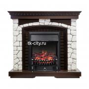 Каминокомплект Royal Flame Glasgow - Темный дуб / Белый с очагом Fobos FX Black