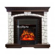Каминокомплект Royal Flame Glasgow - Темный дуб / Белый с очагом Majestic FX Black