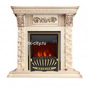 Каминокомплект Royal Flame Luxemburg (каменный) - Сланец/Cлоновая кость с патиной с очагом Aspen Gold