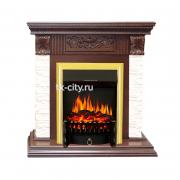 Каминокомплект Royal Flame Luxemburg (каменный) - Сланец/Темный дуб с очагом Fobos FX Brass