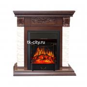 Каминокомплект Royal Flame Luxemburg (каменный) - Сланец/Темный дуб с очагом Majestic FX Brass