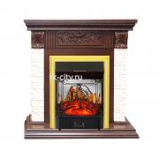 Каминокомплект Royal Flame Luxemburg (каменный) - Сланец/Темный дуб с очагом Majestic FX M Brass