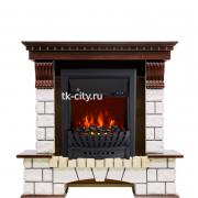Каминокомплект Royal Flame Pierre Luxe угловой - Темный дуб / Белый с очагом Aspen Black