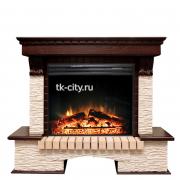 Каминокомплект Royal Flame Pierre Luxe угловой - Темный дуб / Сланец бежевый с очагом Jupiter FX New