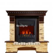 Каминокомплект Royal Flame Pierre Luxe угловой - Темный дуб / Сланец с очагом Aspen Black