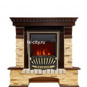Каминокомплект Royal Flame Pierre Luxe угловой - Темный дуб / Сланец с очагом Aspen Gold