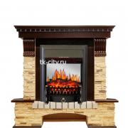 Каминокомплект Royal Flame Pierre Luxe угловой - Темный дуб / Сланец с очагом Fobos FX M Black