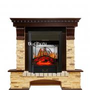 Каминокомплект Royal Flame Pierre Luxe угловой - Темный дуб / Сланец с очагом Majestic FX M Black