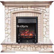 Каминокомплект Royal Flame Preston - Белый/Слоновая кость с патиной с очагом Fobos FX Black
