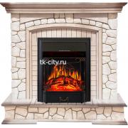Каминокомплект Royal Flame Preston - Белый/Слоновая кость с патиной с очагом Majestic FX Black
