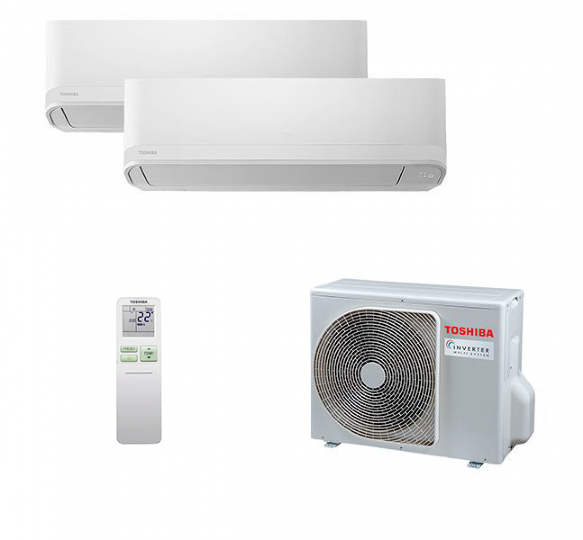 Мультисплит система на 2 комнаты Toshiba RAS-B07CKVG-EE x 2 / RAS-2M14G3AVG-E